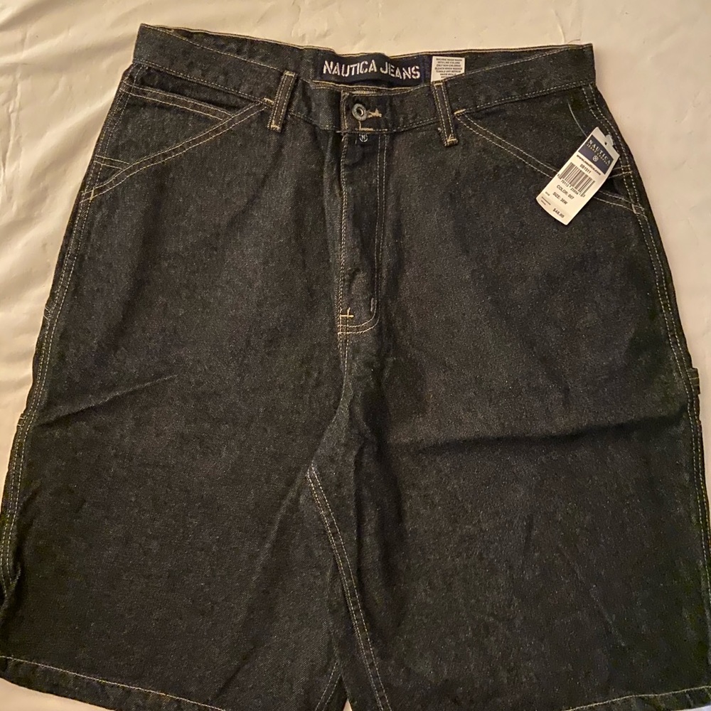Black denim shorts